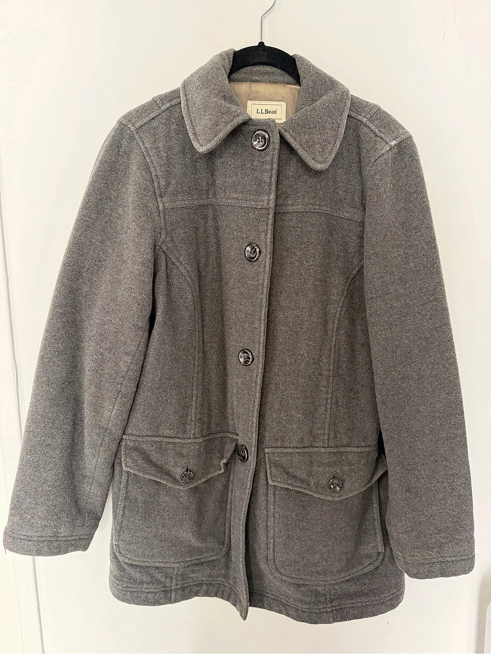 L.L.Bean Women's Wool Blend Pea Coat Gray Small